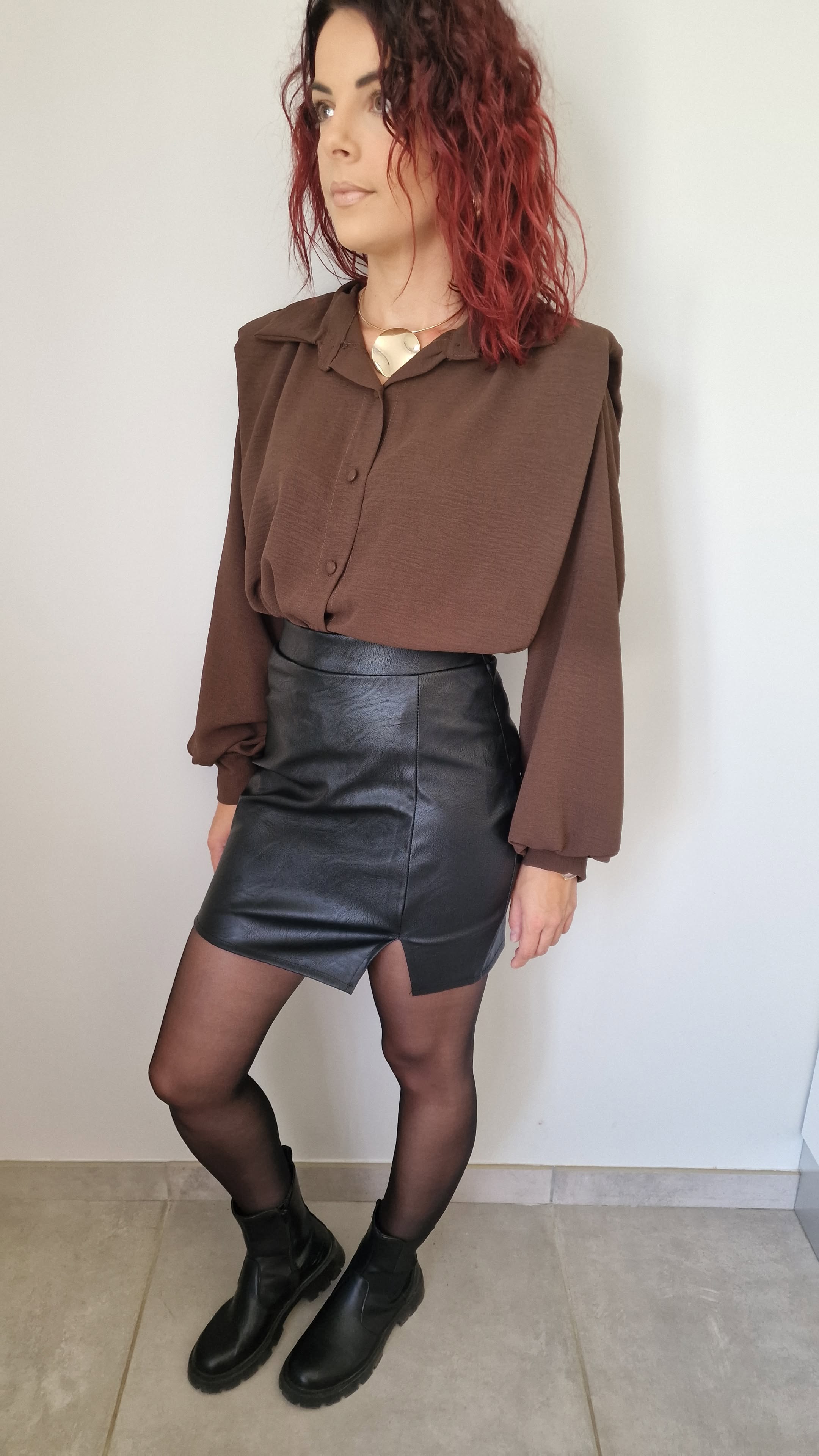 Jupe en similicuir noire - Alba