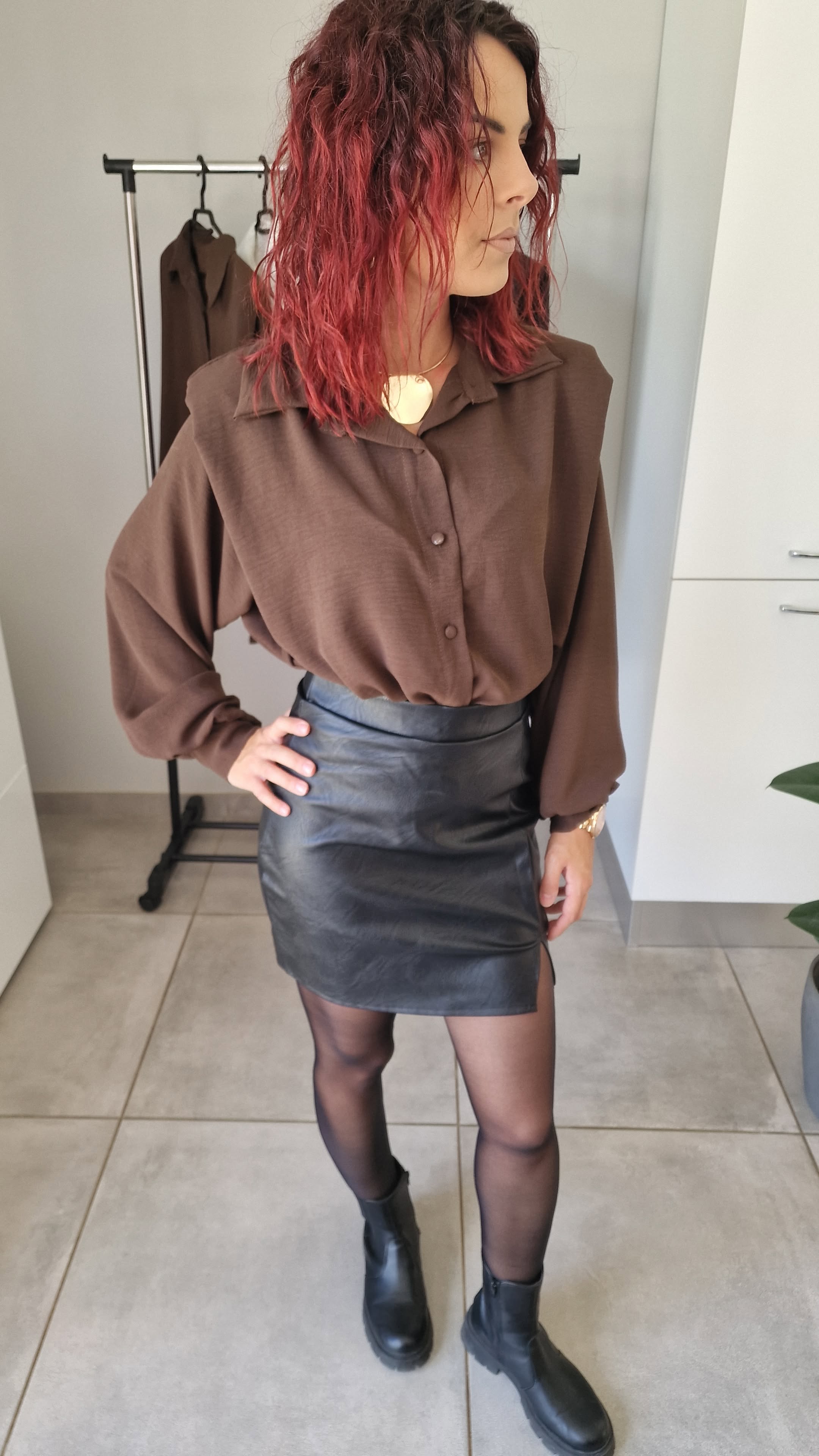 Jupe en similicuir noire - Alba