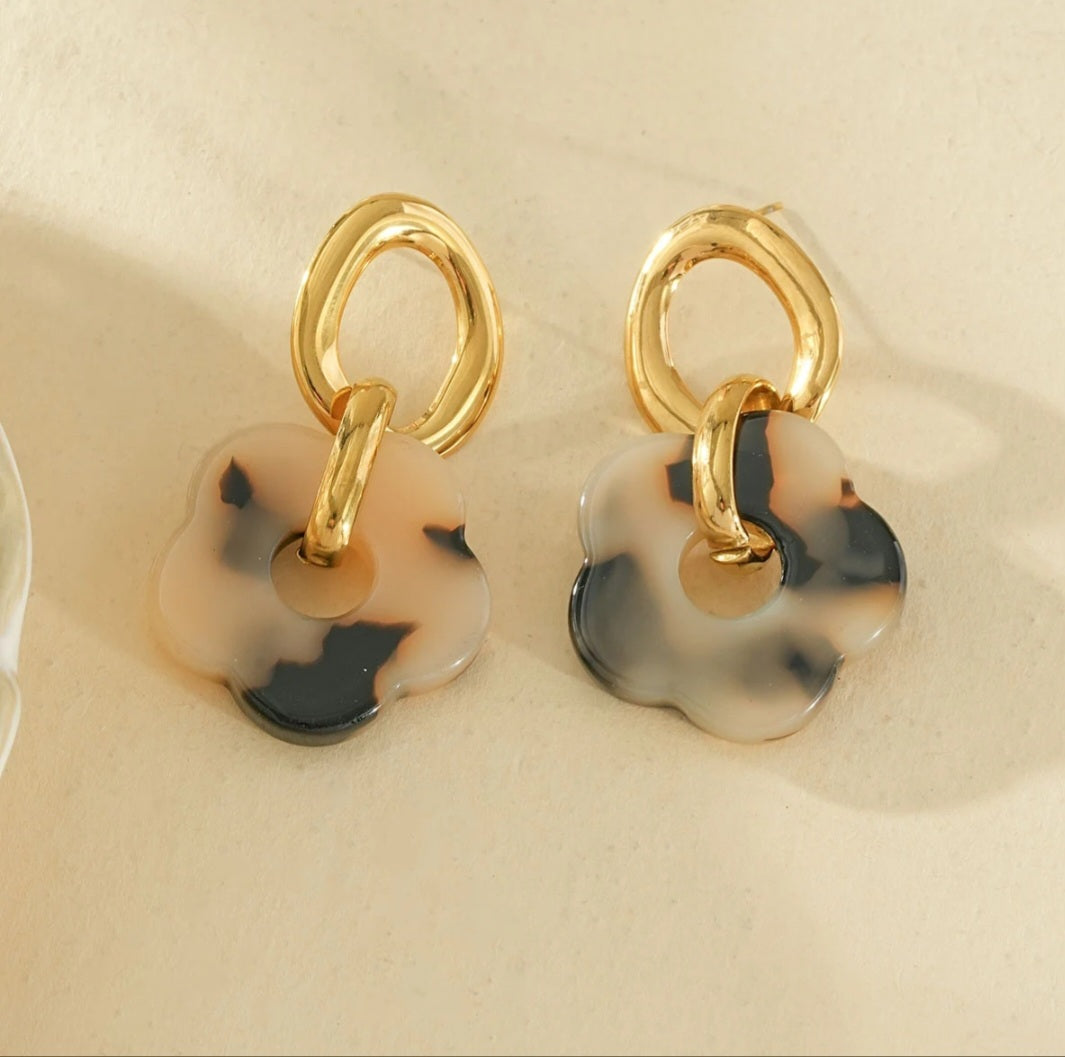 Boucles d'oreilles en résine léopard